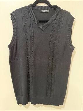 Paul Jones Men's Black V-Neck Cable Knit Sweater Vest